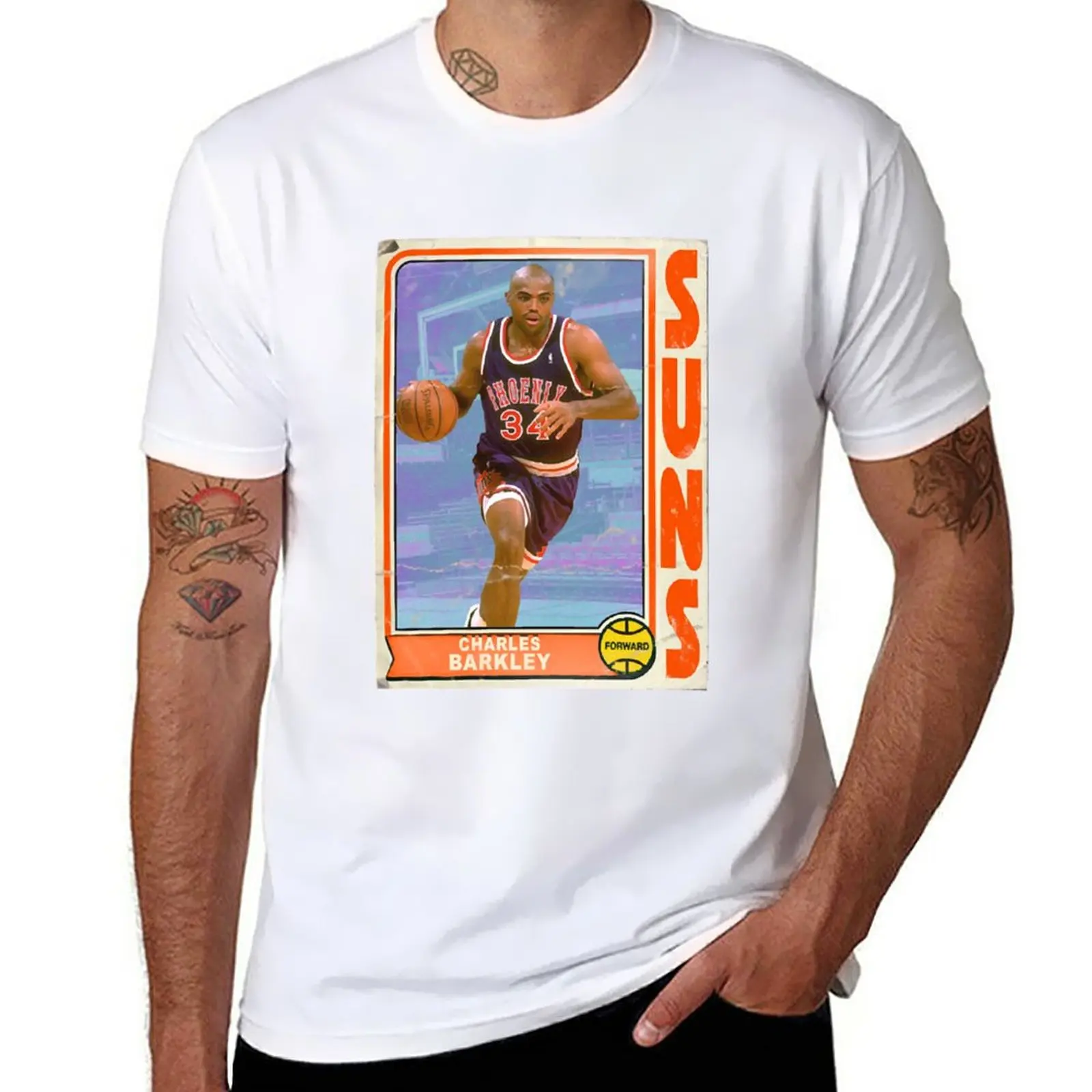 New Retro Style Charles Barkley Trading Card T-Shirt shirts graphic tees Blouse fruit of the loom mens t shirts