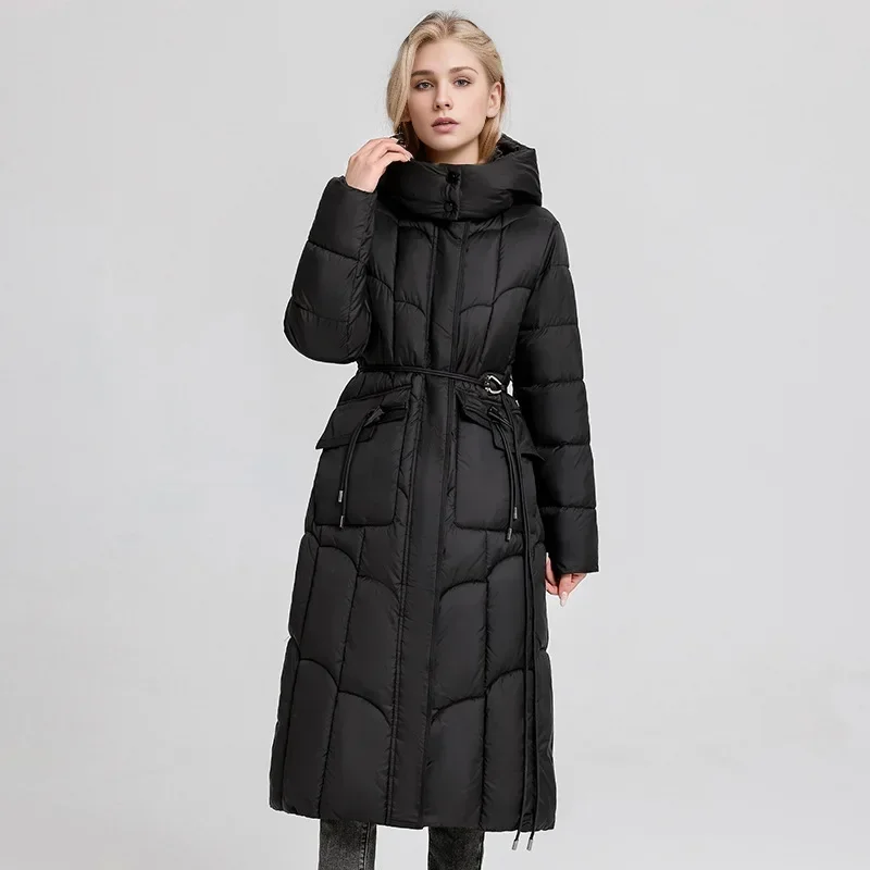 2024 New Winter Women Long Parkas Pockets Thick Warm Hooded Down Cotton Coat Female Loose Puffer Jackets Windproof Snow Overcoat