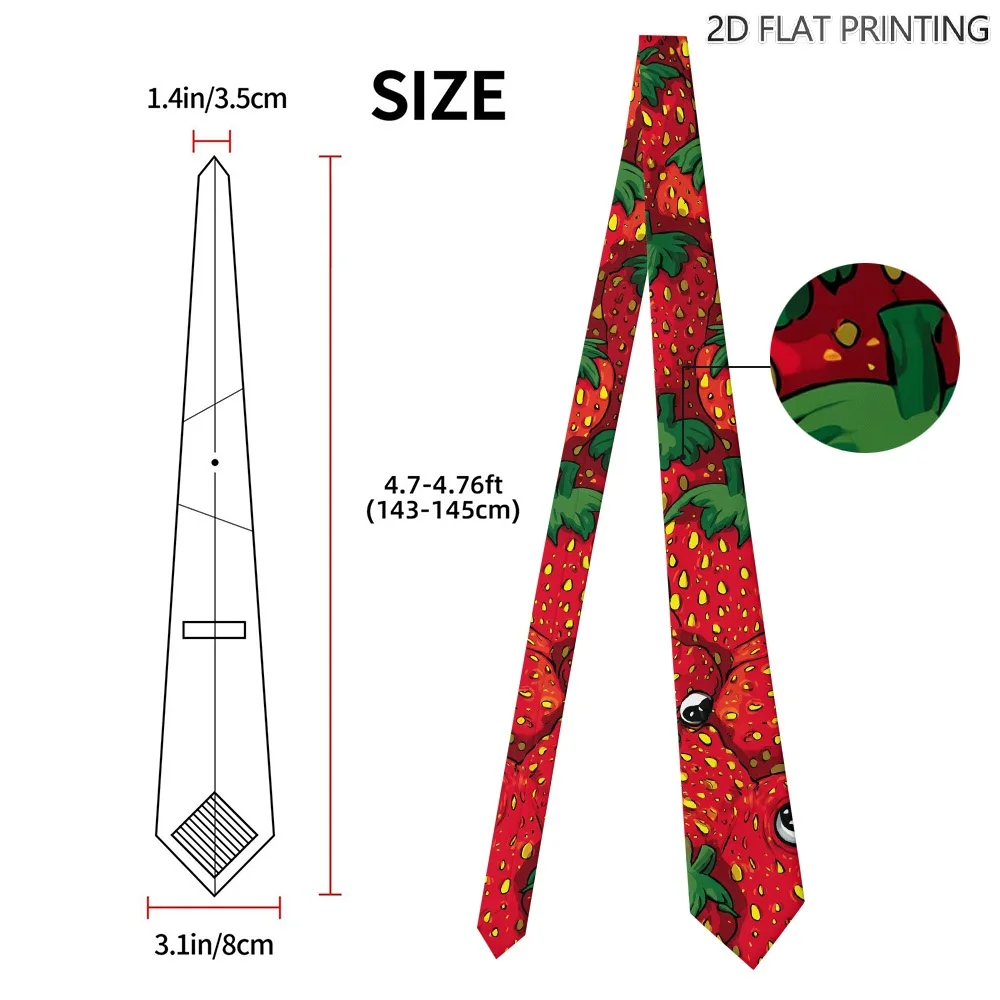 Cute Strawberry Necktie Suitable for Themed Parties Uniforms Casual Attire Strawberry Print Blouse Accessories Gift