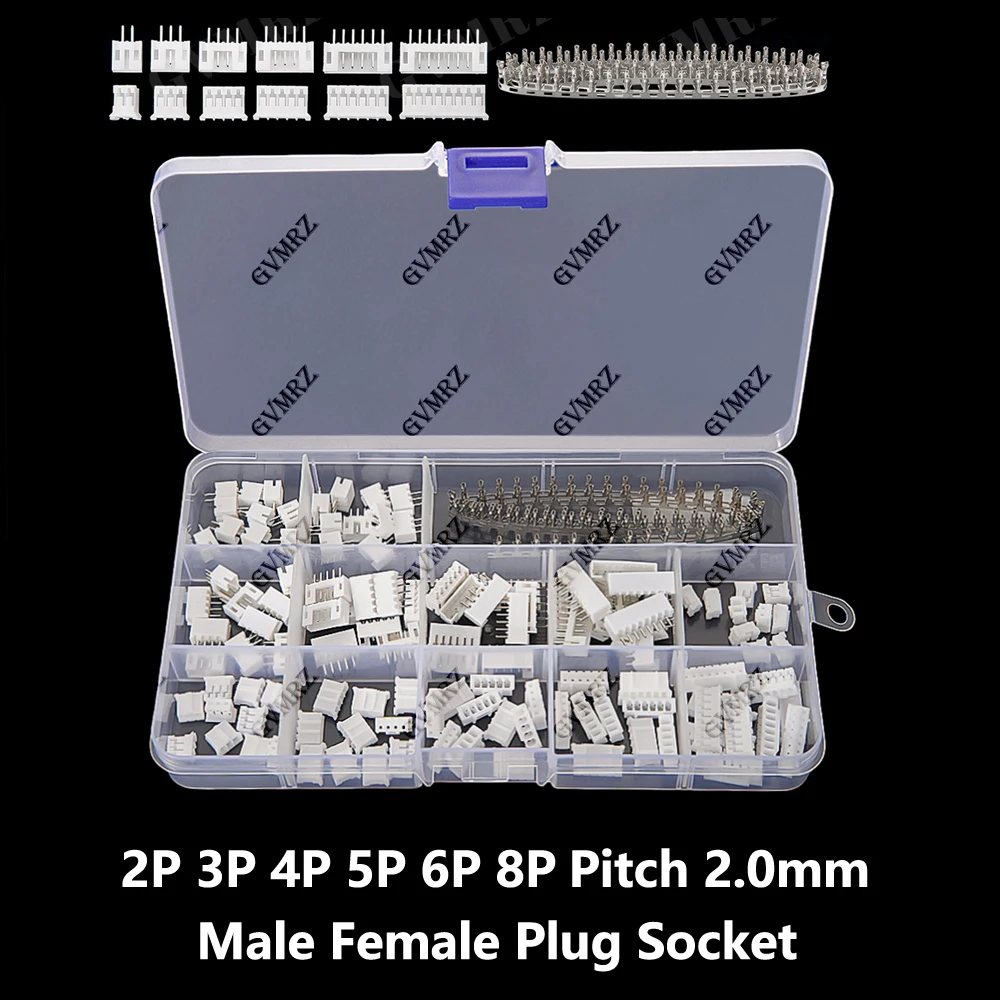 220PCS PH2.0 JST Male Female Plug Socket PH 2.0mm Connector kit Straight Pin Terminals 2P 3P 4P Pitch 2.0mm 5P 6P 8P
