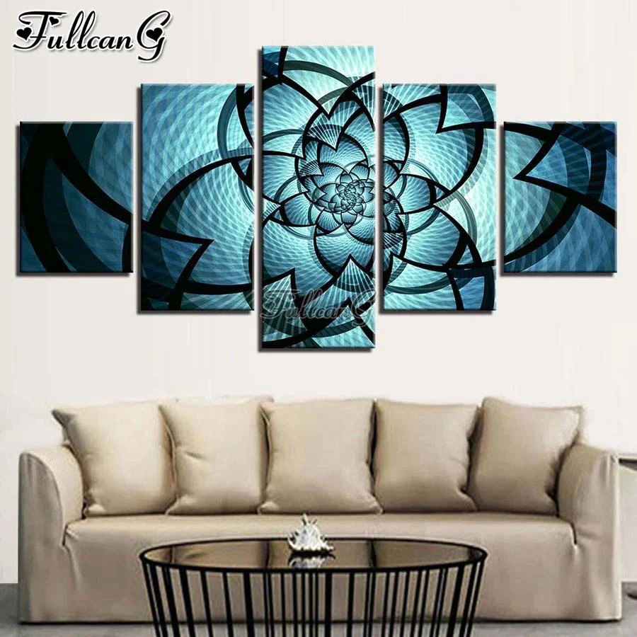 

FULLCANG mosaic needlework bright mandala flower 5 piece diamond painting picture full rhinestone embroidery home decor FG1043