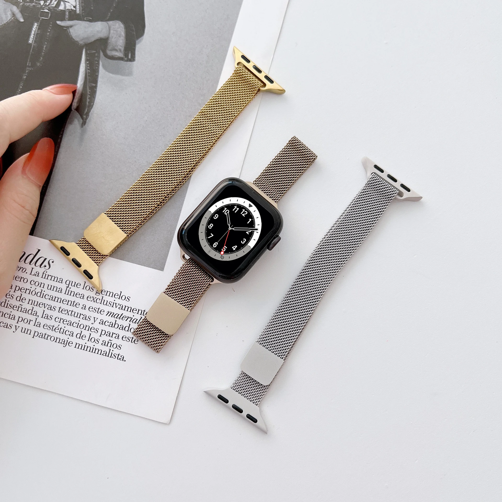 Milanese Magnet watch strap 14mm width size Slim Stainless Steel Watch Band Milanese Magnetic Loop Strap for apple watch series