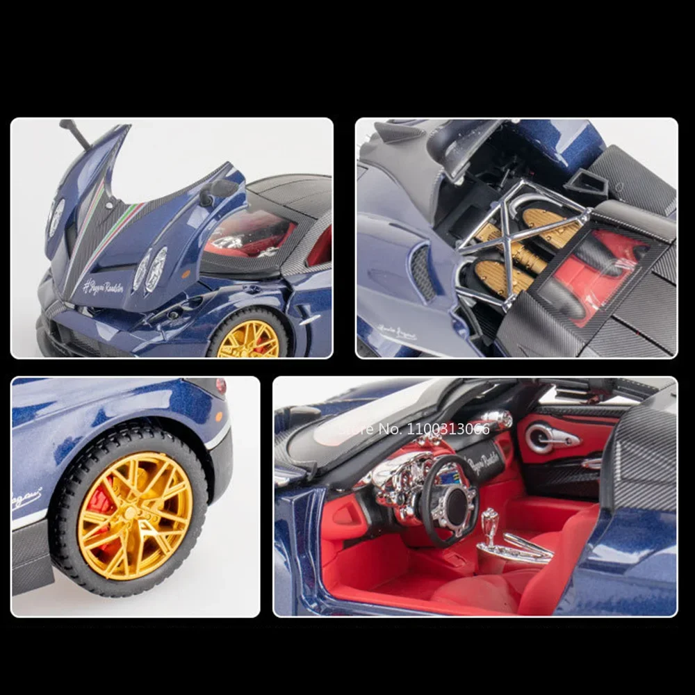 1:24 Scale Pagani Huayra Toy Car Model Spray Version with Light Sound Supercar Wheel Pull Back Sports Cars Perfect Gift for Boys