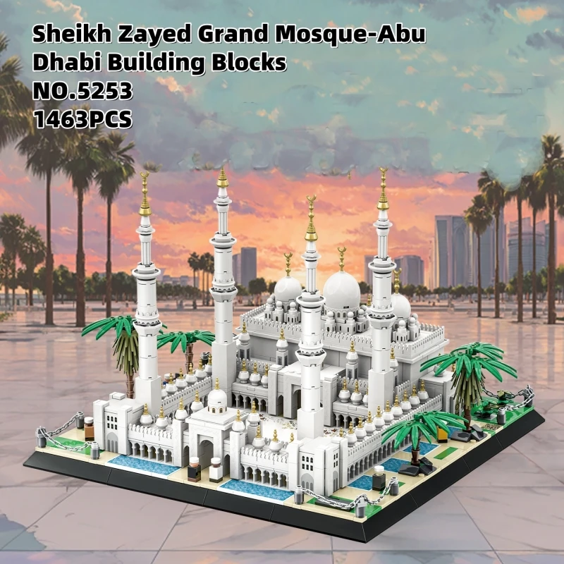 1463 pçs sheikh zayed grande mesquita-bu dhabi blocos de construção arquitetura tijolos de construção brinquedo presente para adulto criança