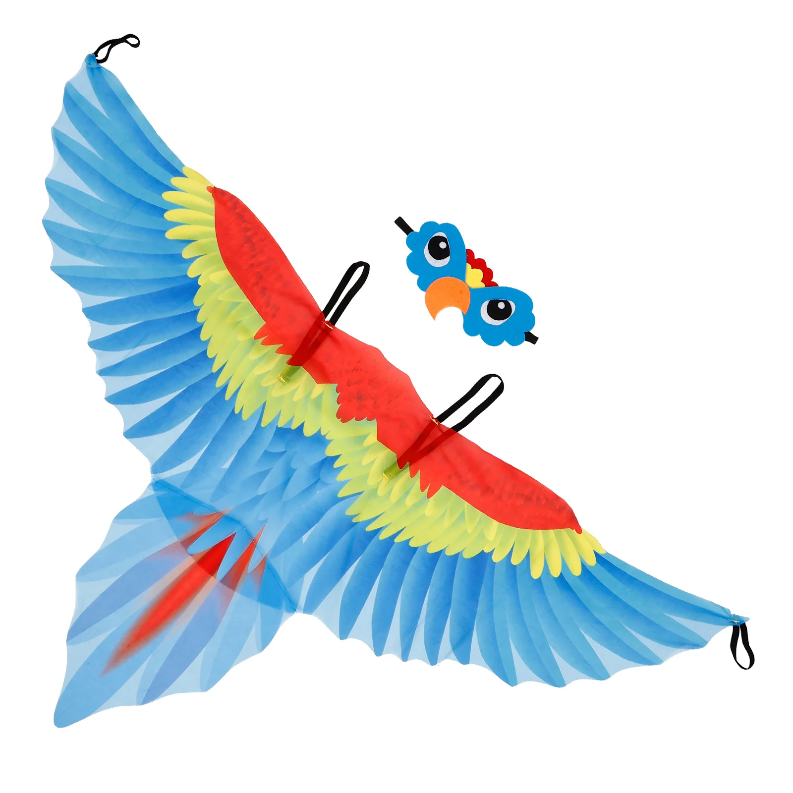 

1 set Parrot Cloak Costume Blue M Size Kids Dress Up Bird Wings Headband Props for Halloween Party Stage Performance Play