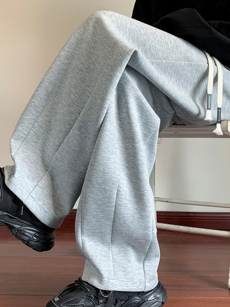 

ey Men's Sport Pants Spring Autumn Loose Straight Leg American Sle Heavyweight Sweatpants Casual Long Trousers