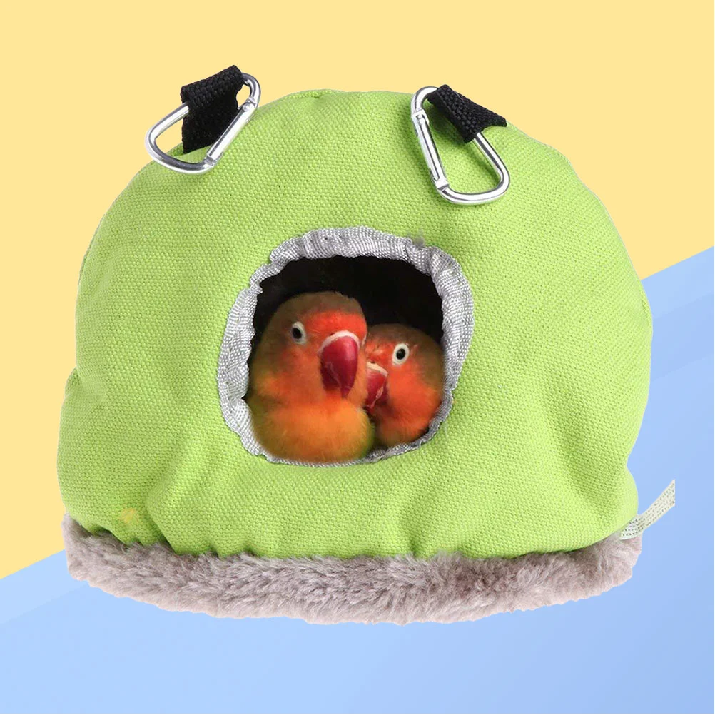 

Bird Parrot House Winter Warm Bird Nest Creative Hanging Bed Cage Hammock for Parrot Small Pet (Green Small Size)