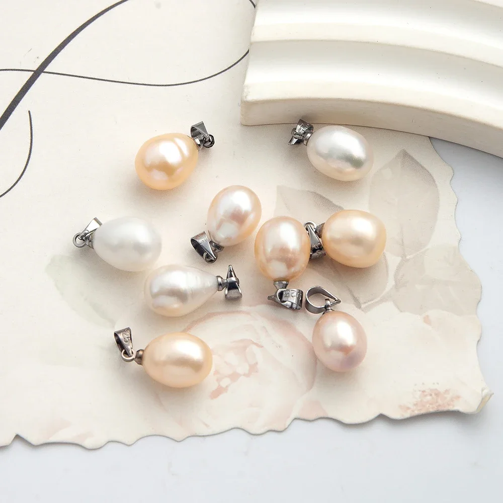 1 قطعة لؤلؤ المياه العذبة الطبيعية المعلقات سحر الأبيض الوردي الأرجواني القلائد ذاتية الصنع اكسسوارات هدية عيد الحب 10-11 مللي متر