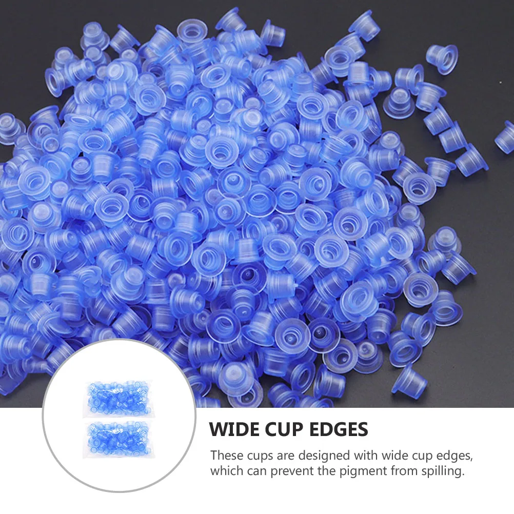 

200 Pcs Blue Silicone Ink Cups Waterproof Lightweight Tattoo Supplies Container HOLDER Pigment Kit Cup Accessories