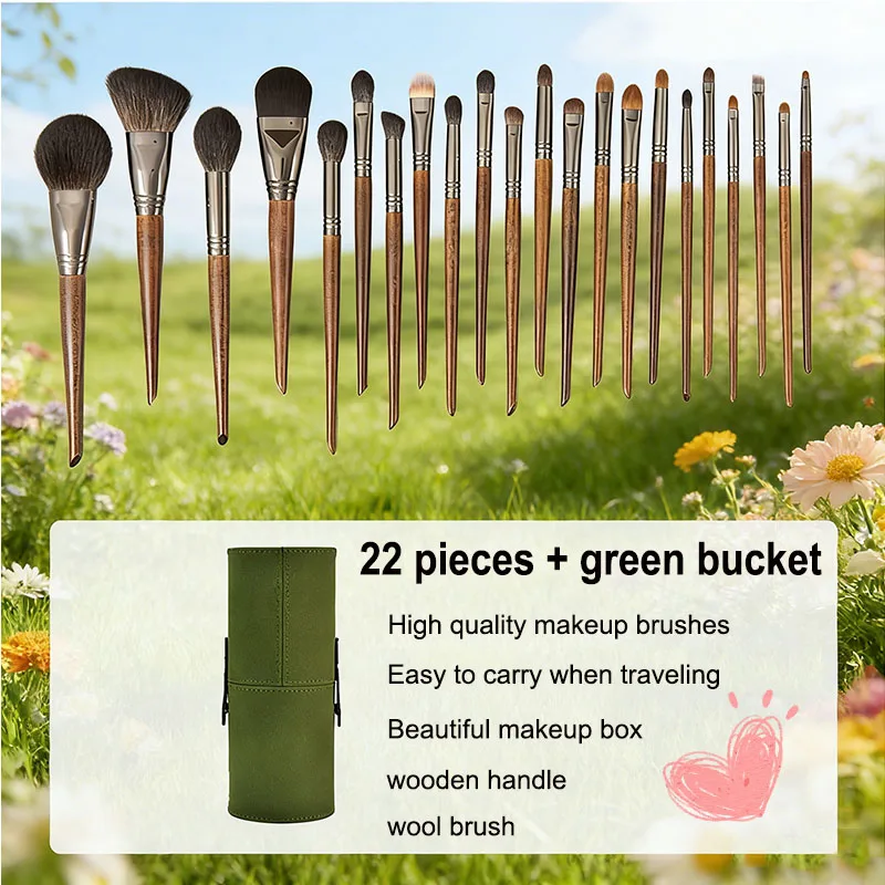 

Набор кистей для макияжа из козьего волоса, 22 шт., с деревянными ручками премиум-класса, для контуринга, теней и носа, полный комплект косметических инструментов