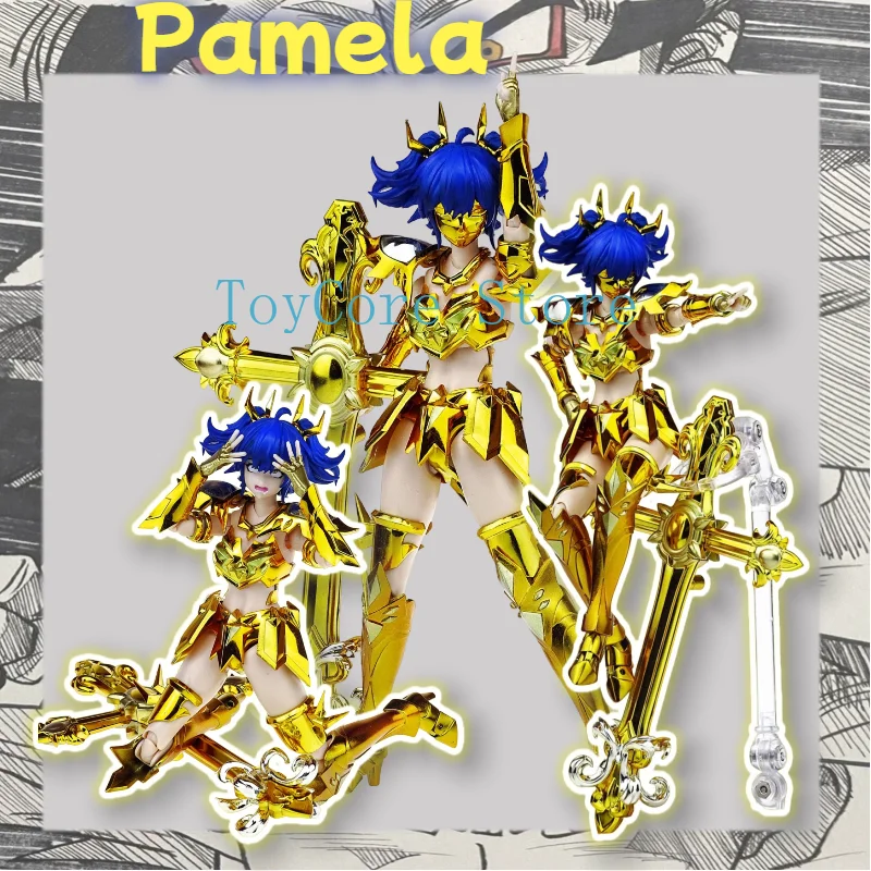 Figura de acción Saint Seiya: Pamela, el Caballero del Zodíaco de Cáncer, con traje dorado del Sagrado Contrato y los Doce Signos del Zodíaco.