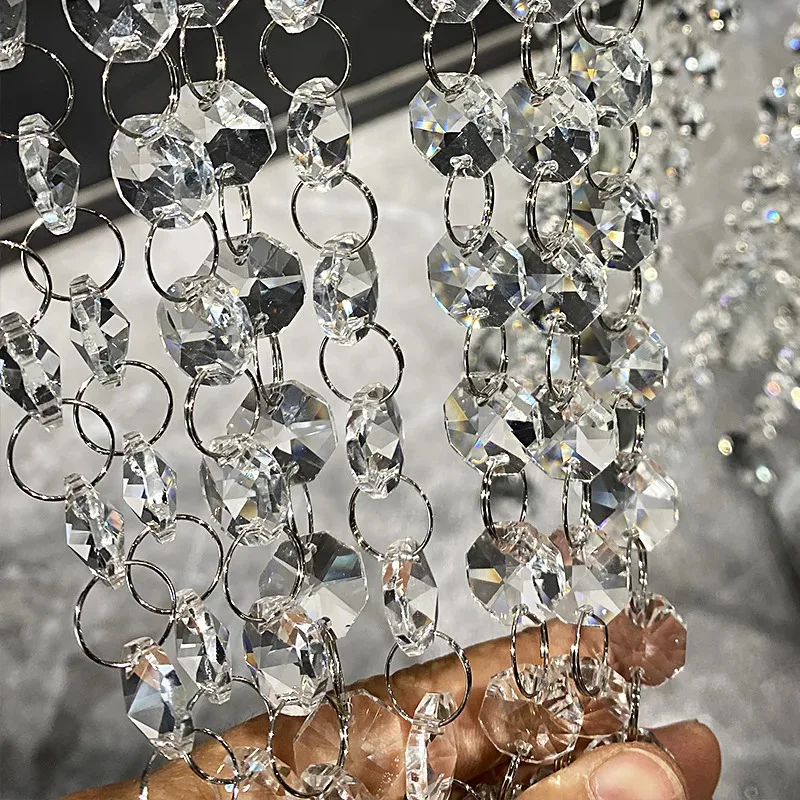 5m Transparent Crystal Octagonal Bead Chain, Crystal Glass Pendant, Suitable for Home Decoration, Sparkling Wedding Decorations