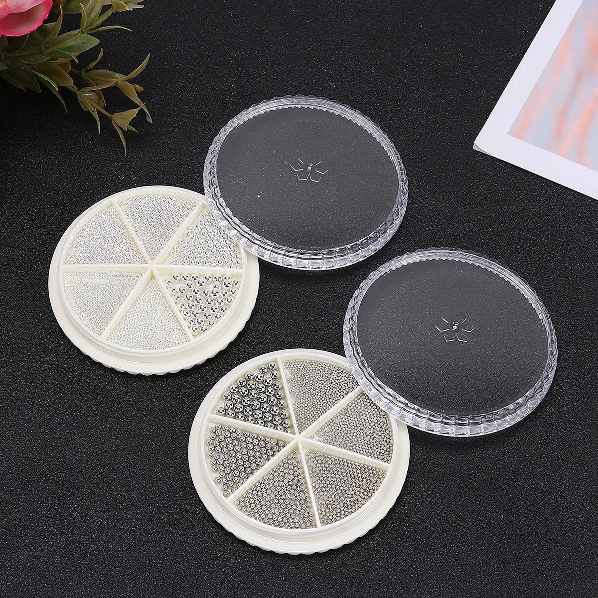 2 set 2 sets mini-nagelkralen stalen kralen voor natuurlijke kunstnagels manicure sieradenset diy nail art benodigdheden decoraties