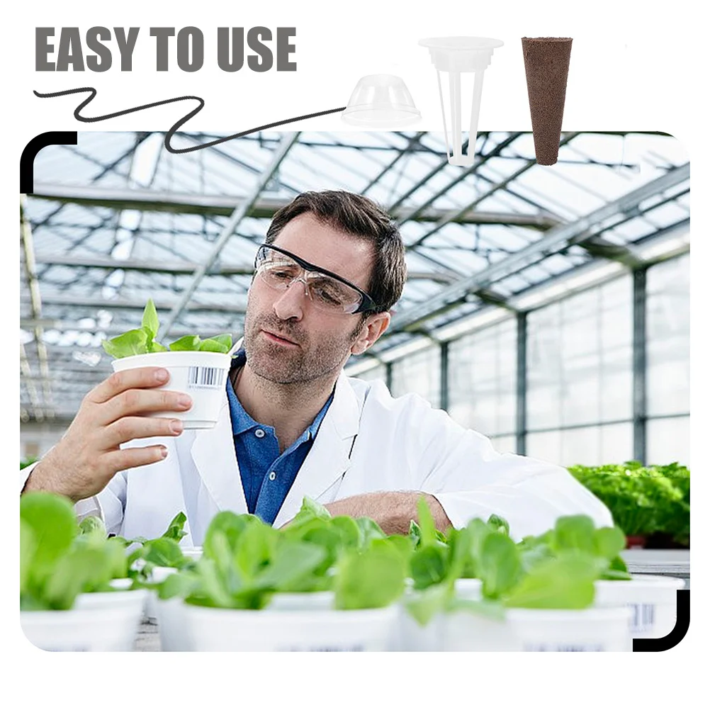 

1 set 1 Set Hydroponic Growing Baskets With Sponges Lids For Starter Pots Indoor Plant Containers Net Cups Micro Garden