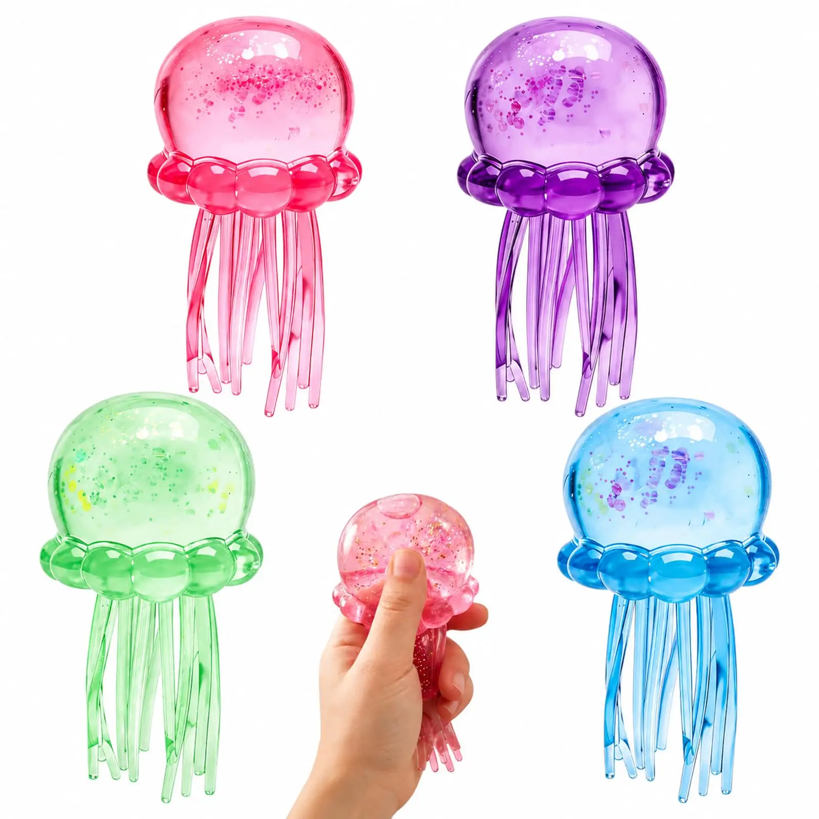 Ocean Jellyfish Squishy Toy, Soft Squeeze Stress Relief Sensory Toy, Cute Sea Animal Fidget Toy, Party Favor Gift for Kids
