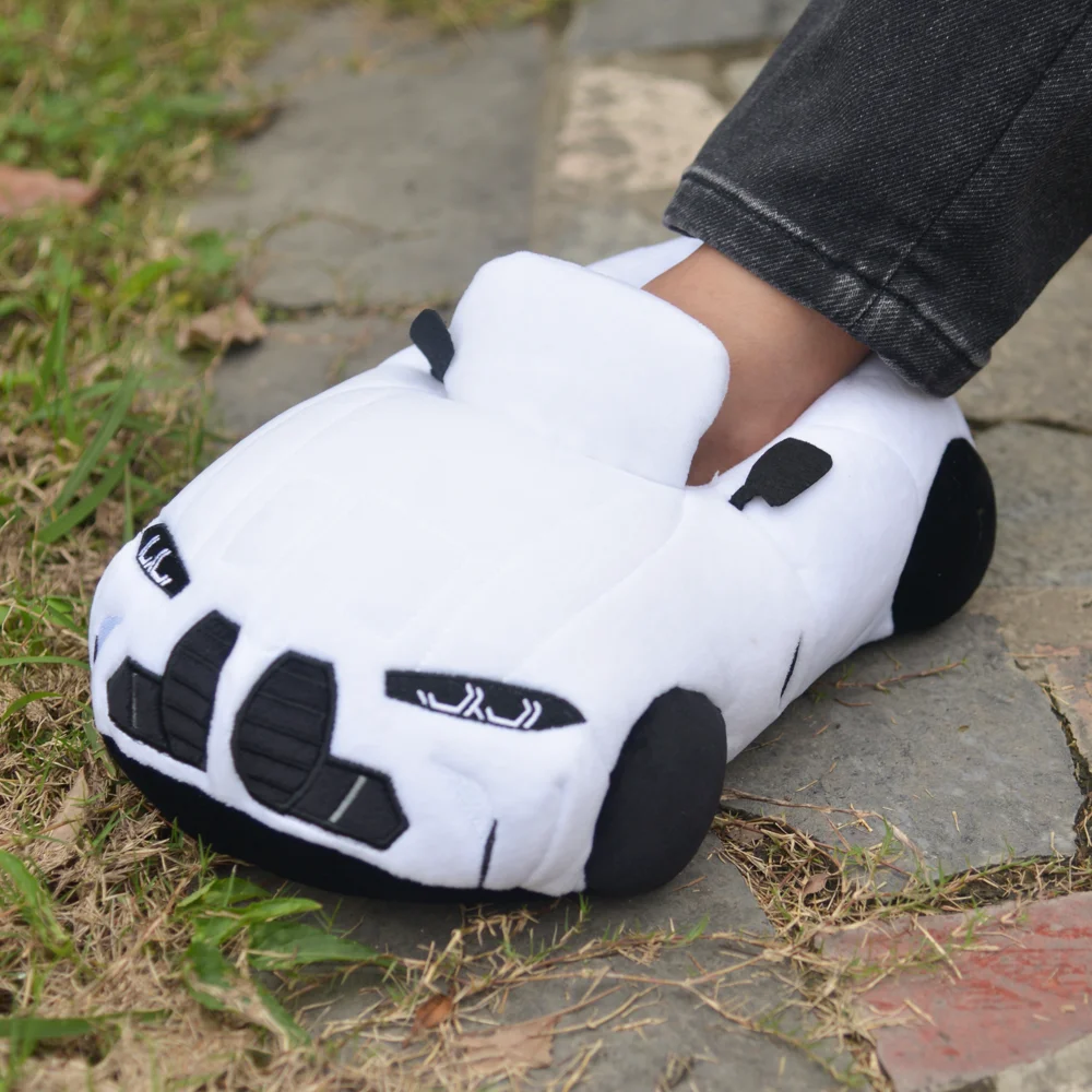 Highland Cow Car Plush Slippers Fun Cartoon Vehicle Shape Stuffed Shoe Winter Warm Soft House Shoes for Women Birthday Gifts