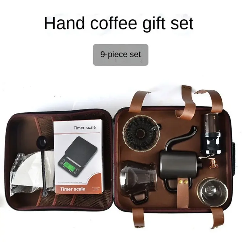 Outdoor Hand Brew Coffee Maker Set, Travel Coffee Maker with Storage Bag, Filter Cup, Pour-Over Kettle Combination