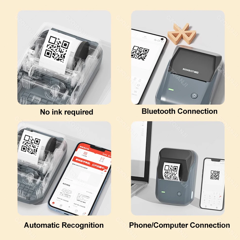 Imagem -03 - Niimbot b1 Impressora de Etiquetas sem Fio Papel Térmico Original Adesivo Autocolante Bluetooth Rotulagem Portátil Máquinas de Negócios 2050 mm