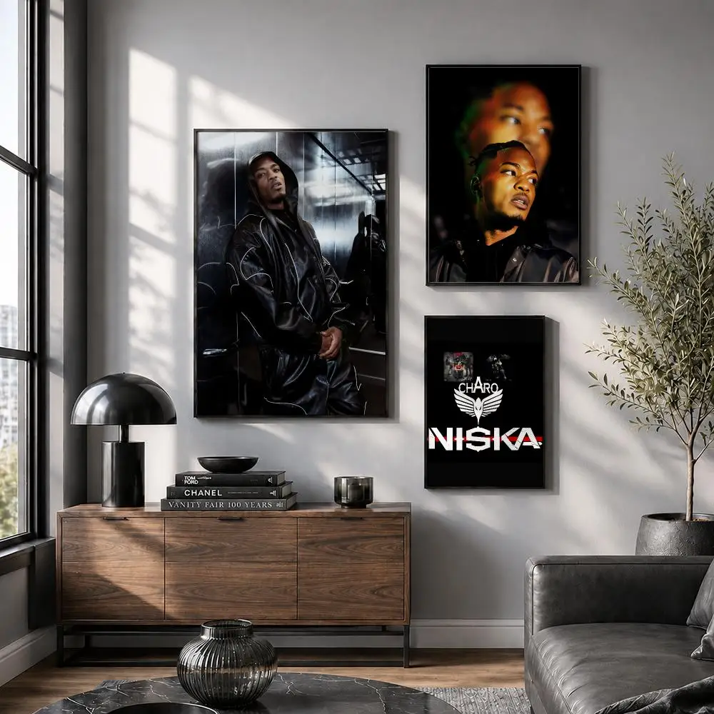 Rapper Singer N-Niska Poster Peel And Stick Wall Art Print Aesthetic Home Decor For Bedroom Living Room Bar Hallway Easy Apply