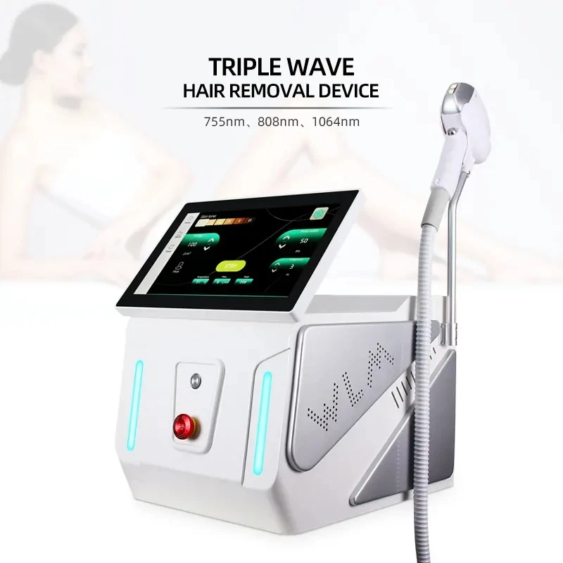 15.6 inch 755 1064 808nm Diode Laser Hair Removal Alexandrite Laser Hair Removal Machine Triple Wave Ice Titanium Platinum