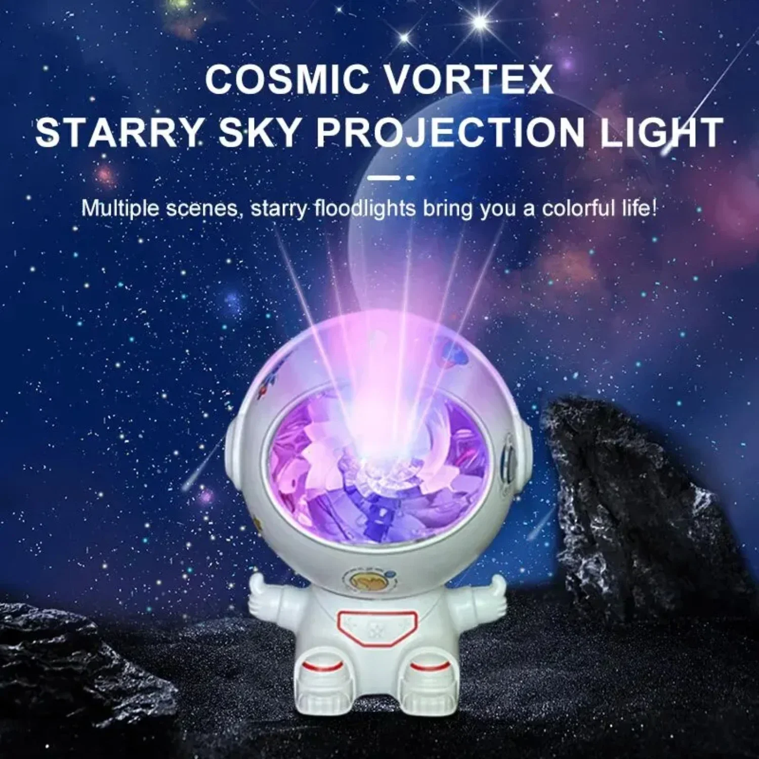 

Cosmic Nebula Vortex Light Cute and Creative Astronaut Atmosphere Projection Table Light Mini Remote Control Rotating Nig