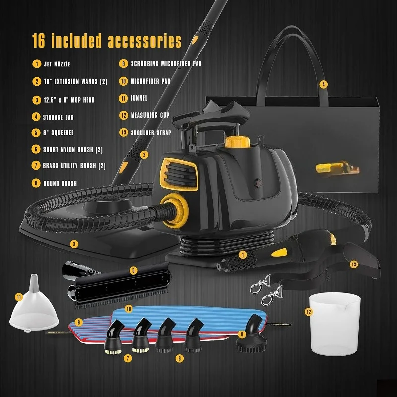 MC1270 Portable Power Cleaner with Floor Mop, Variable Steaming, 16-Piece Accessory Set, All-Natural Chemical-Free Cle