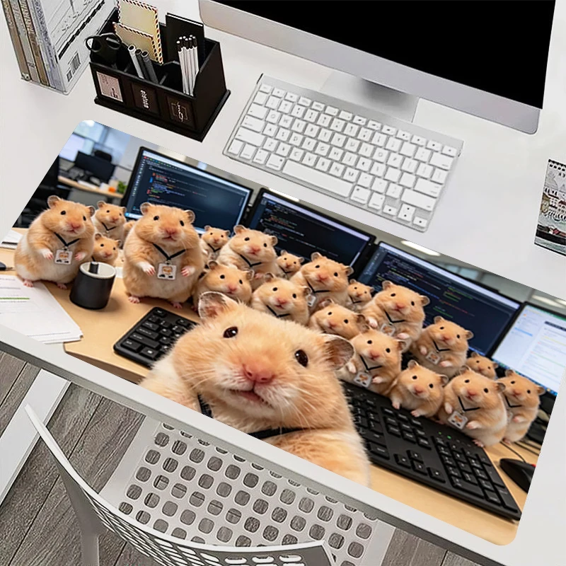 Mouse Pad Cute Cartoon Hamster Mouse Pad PC Computer Keyboard Desk Mat Funny Hamster Character Gaming Accessories Large Mousepad