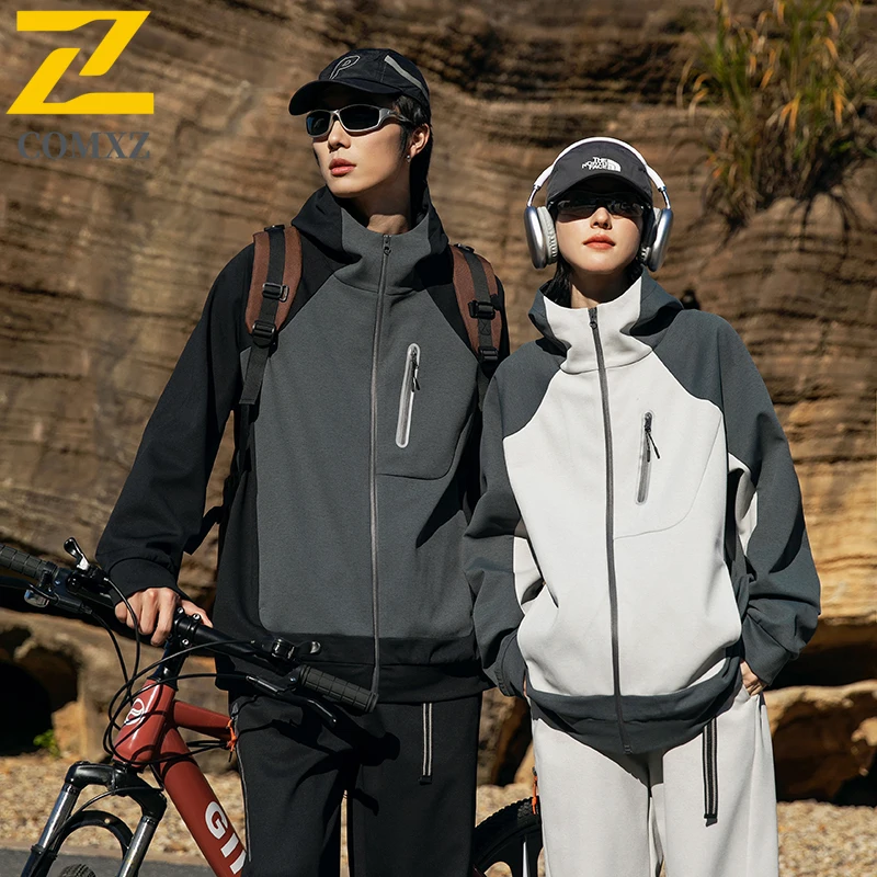 

2025 Camping Adventure Jacket Mens Outdoor Harajuku Breathable Waterproof Hooded Windbreaker Autumn Casual Fishing Splicing Coat