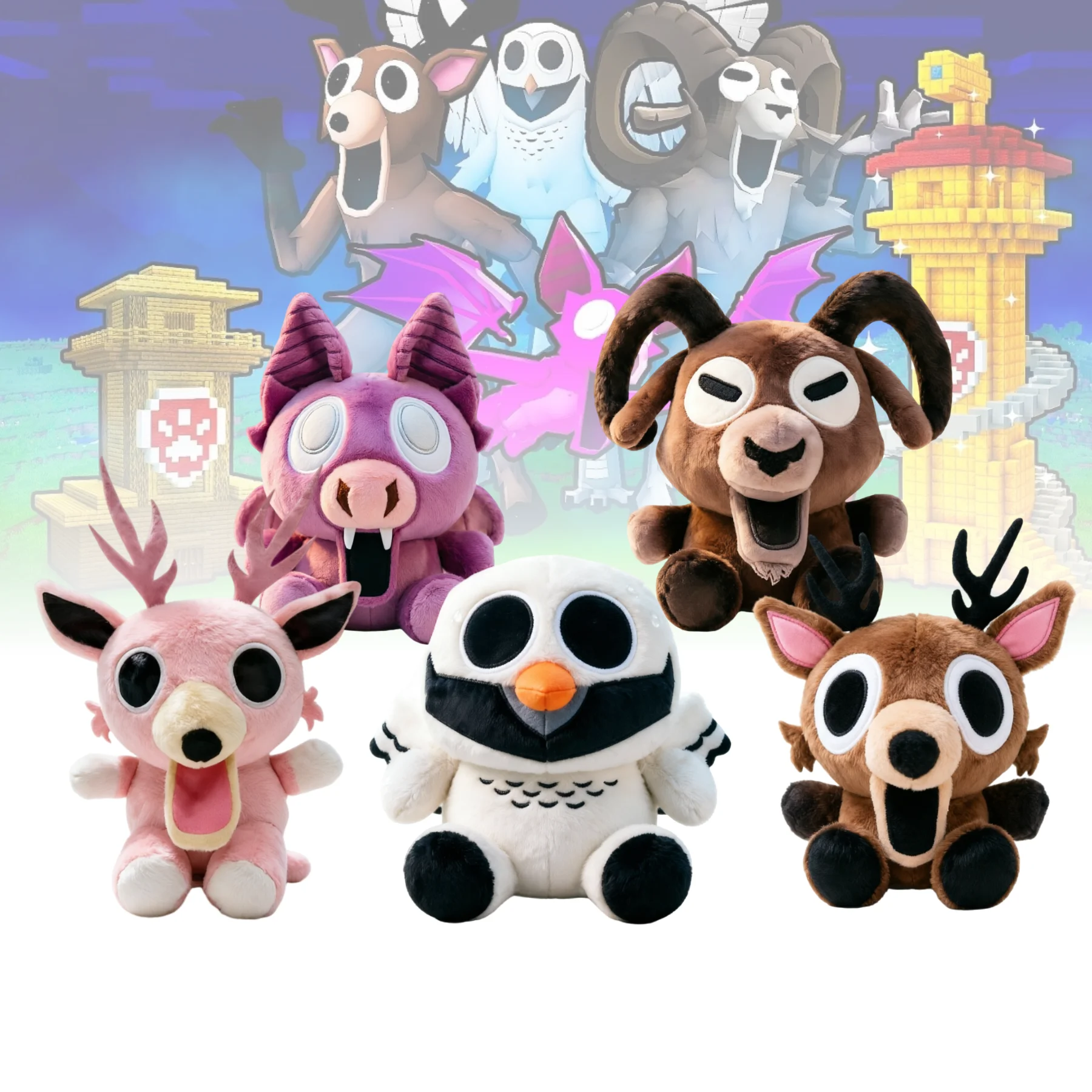 25CM Nights in the Forest PlushAdorable Cartoon Plush Animals Deer Owl Pig Ram Forest Creatures Soft Stuffed Toys For Children G