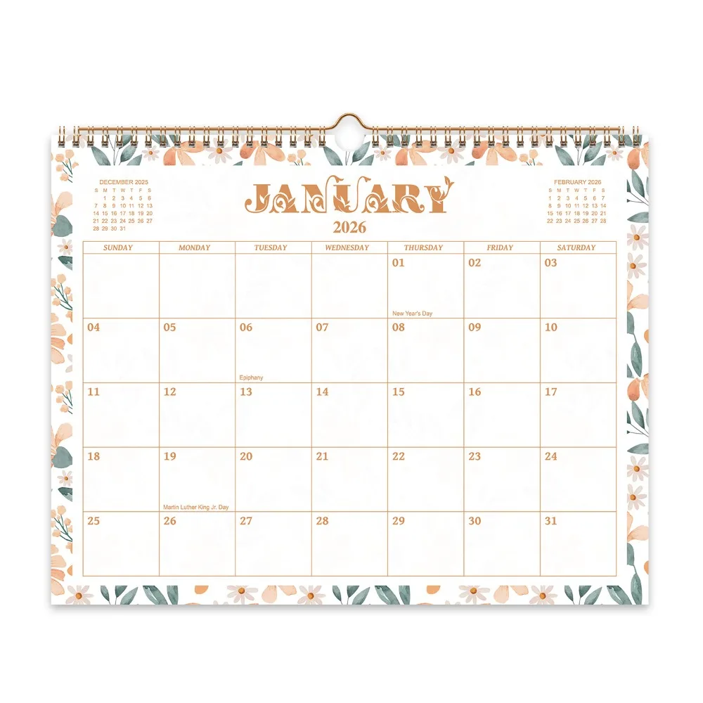 

Минималистичный настенный календарь большого формата на 2026 год: ежедневное планирование, водонепроницаемый, ежемесячный, для отслеживания времени, органайзер, декор для дома