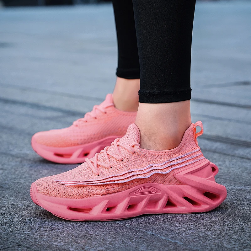 Fashion Purple Running Shoes Unisex Breathable Knit Socks Shoes Woman Sports Shoes Cushion Light Blade Sneakers Man zapatillas