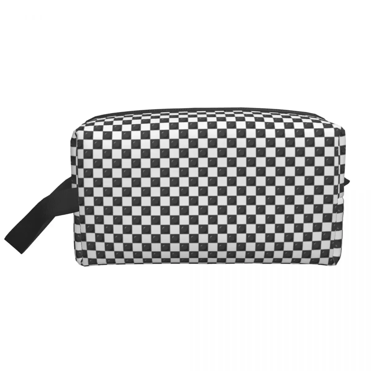 Custom Grey And White Plastic Toy Block Pattern Cosmetic Bag Women Cute Large Capacity Makeup Case Beauty Storage Toiletry Bags