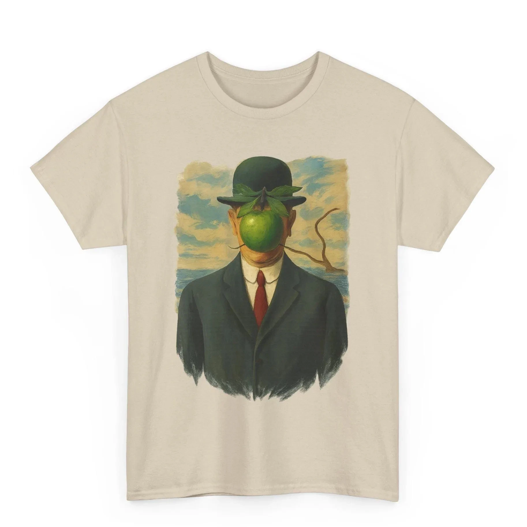 2026René Magritte 'Son of Man' T-Shirt Surrealist Art Tee Retro Streetwear High-quality Crew-neck Short-sleeved Men's T-shirt