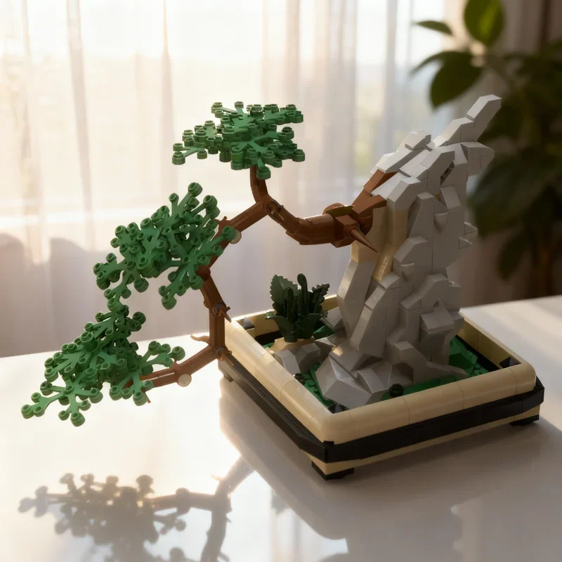 

424pcs MOC Botanicals Cascade Bonsai A Rock Model Building Blocks Architecture Festival Gift Toys DIY Creative Education