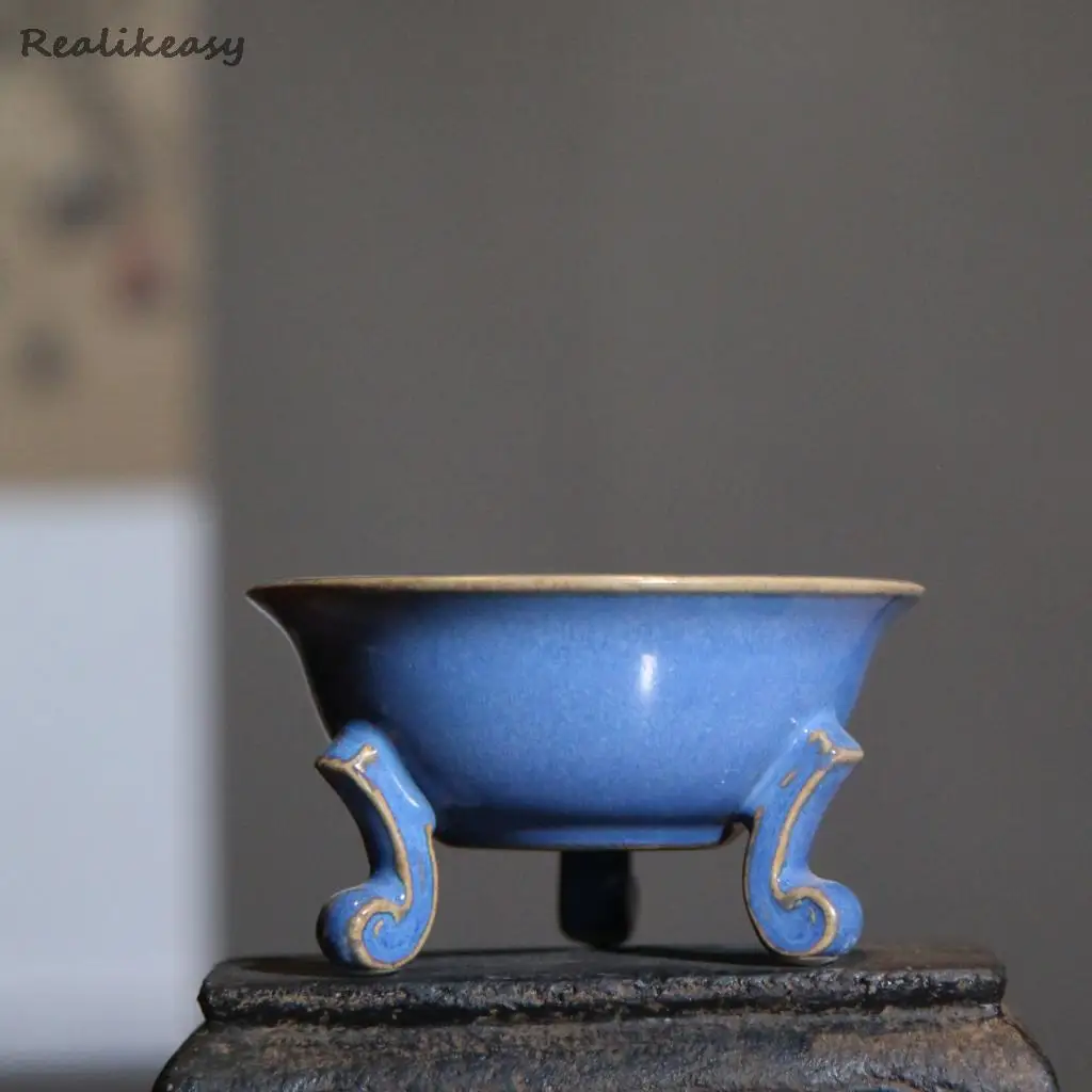 Ceramic Flower Bonsai Pot Chinese Style Simple Succulent Flower Pot With Hole Antique Flower Pot For Home Office DecorationLB921