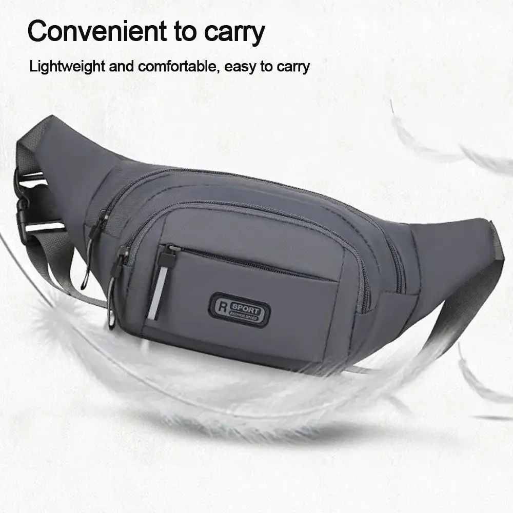 Large-capacity Men Waist Bag Casual Nylon Anti-theft Chest Bag Outdoor Travel Waterproof Sports Mobile Phone Bag