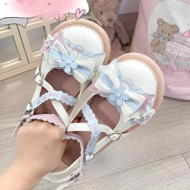 الحلو جولة الرأس لطيف فتاة لوليتا اليابانية لوليتا كريم أحذية لو أحذية واحدة Jk طالب الأحذية الجلدية #2