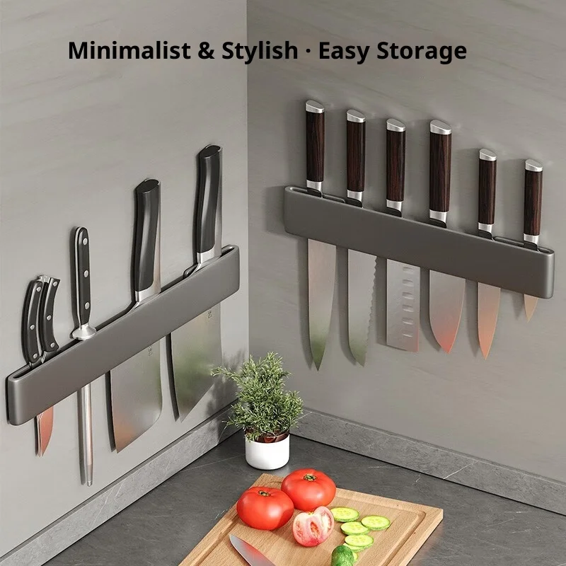 

Kitchen Multi-Function Wall-Mounted Storage Rack Knife Holder Blade Stand Cutlery Organizer Hanging Shelf for Chef's Knives