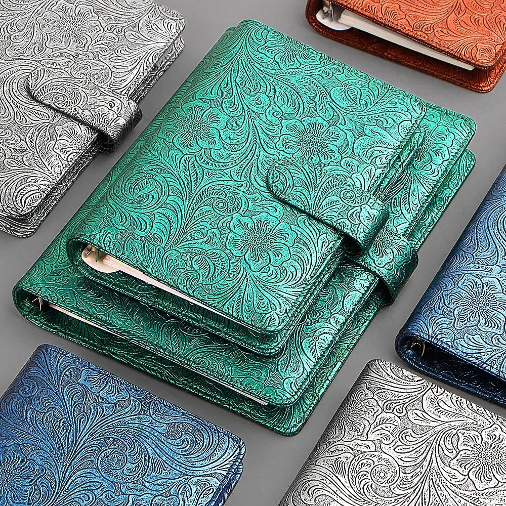 Agenda Diary Page Rings Office Supplies Magnetic Buckle Loose leaf Paper Holder Leather Binder Binder Pockets Notebook Cover