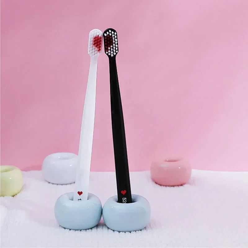 2pcs  Soft-bristle Toothbrush  Heart Couple Brush Teeth Eco Friendly Adults Toothbrush Dental Care Travel Essentials