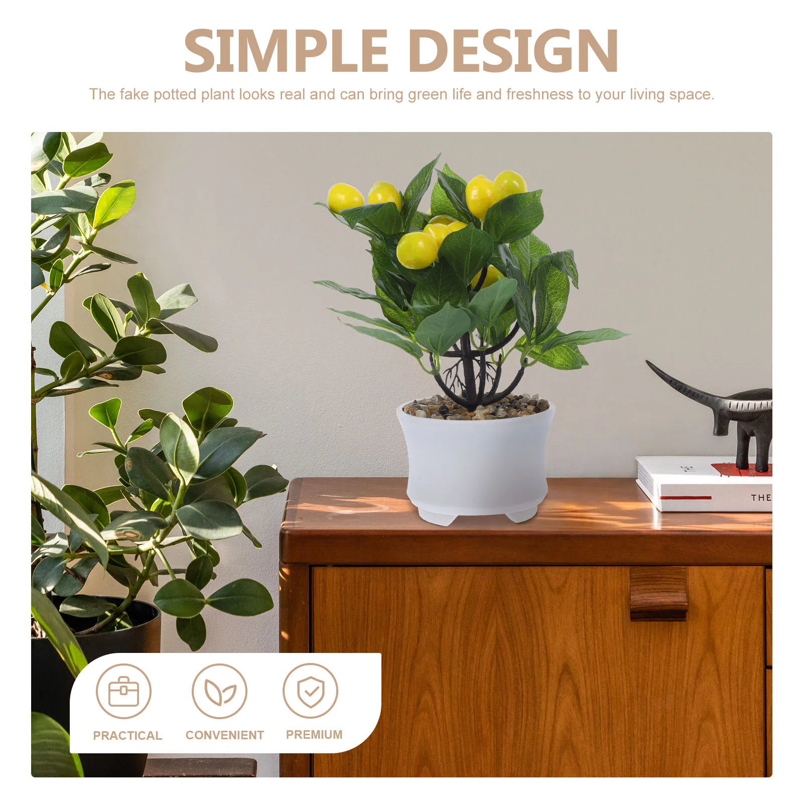 

Simulated Lemon Tree Bonsai Artificial Fake Office Realistic Faux Plants Indoor