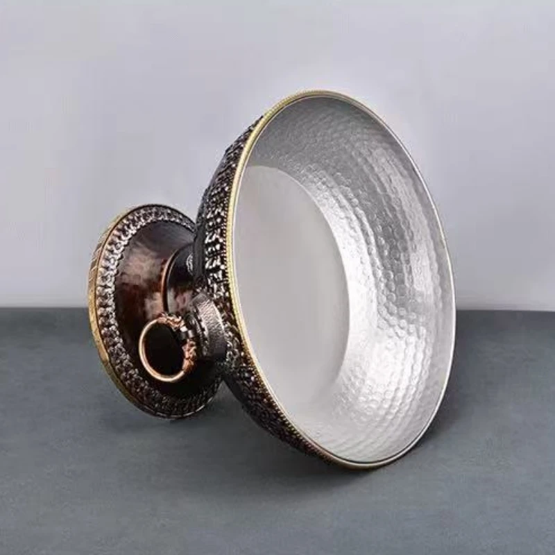 Tibetan-Style Fruit Tray Nepal Altars Plate,Eight Auspicious Symbols Dragon Texture Alloy Holy Tray,Buddhist Item Decoration