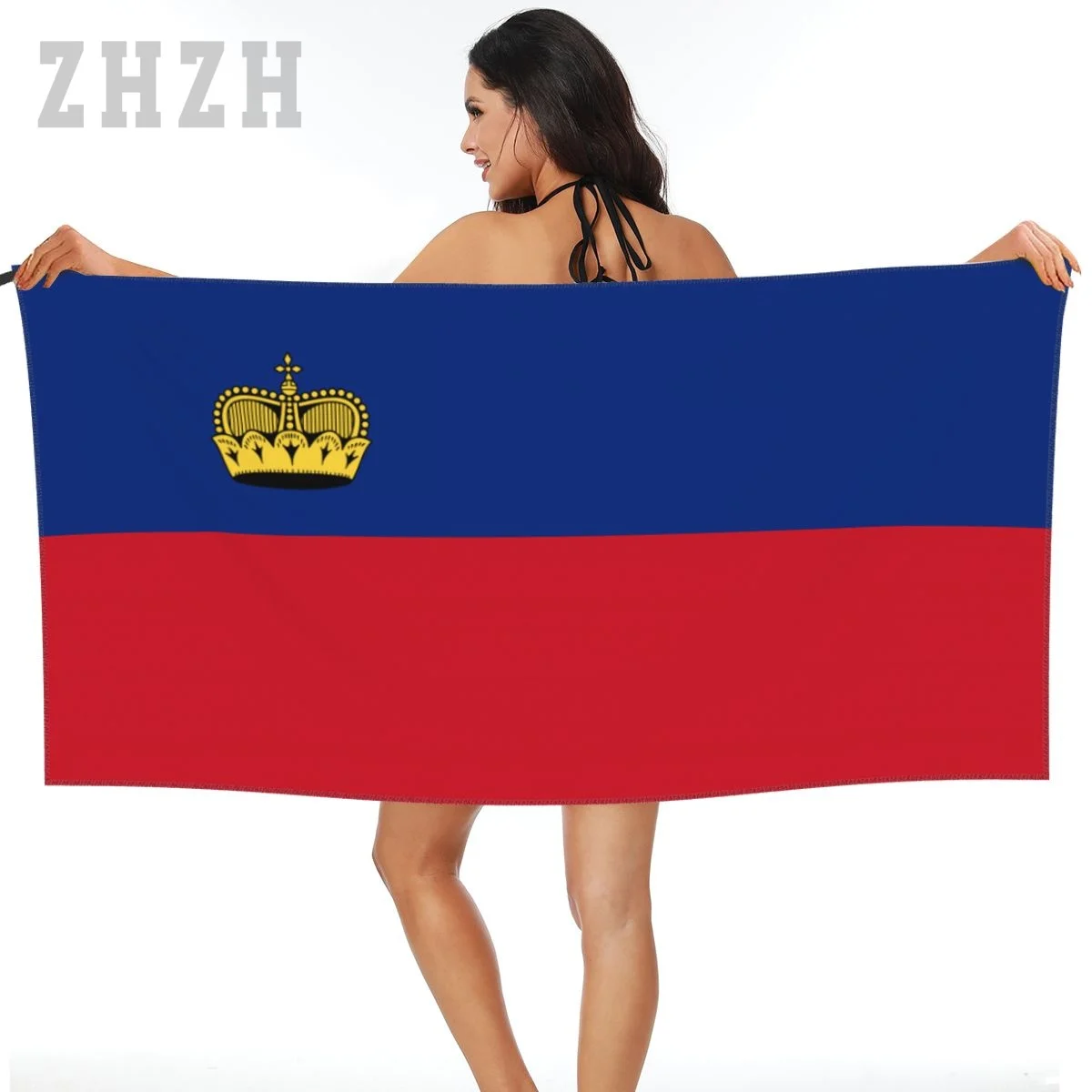 More Design Liechtenstein Flag Emblem Bath Towel Quick dry Microfiber Absorbing Soft Water Breathable Beach Swimming Bathroom