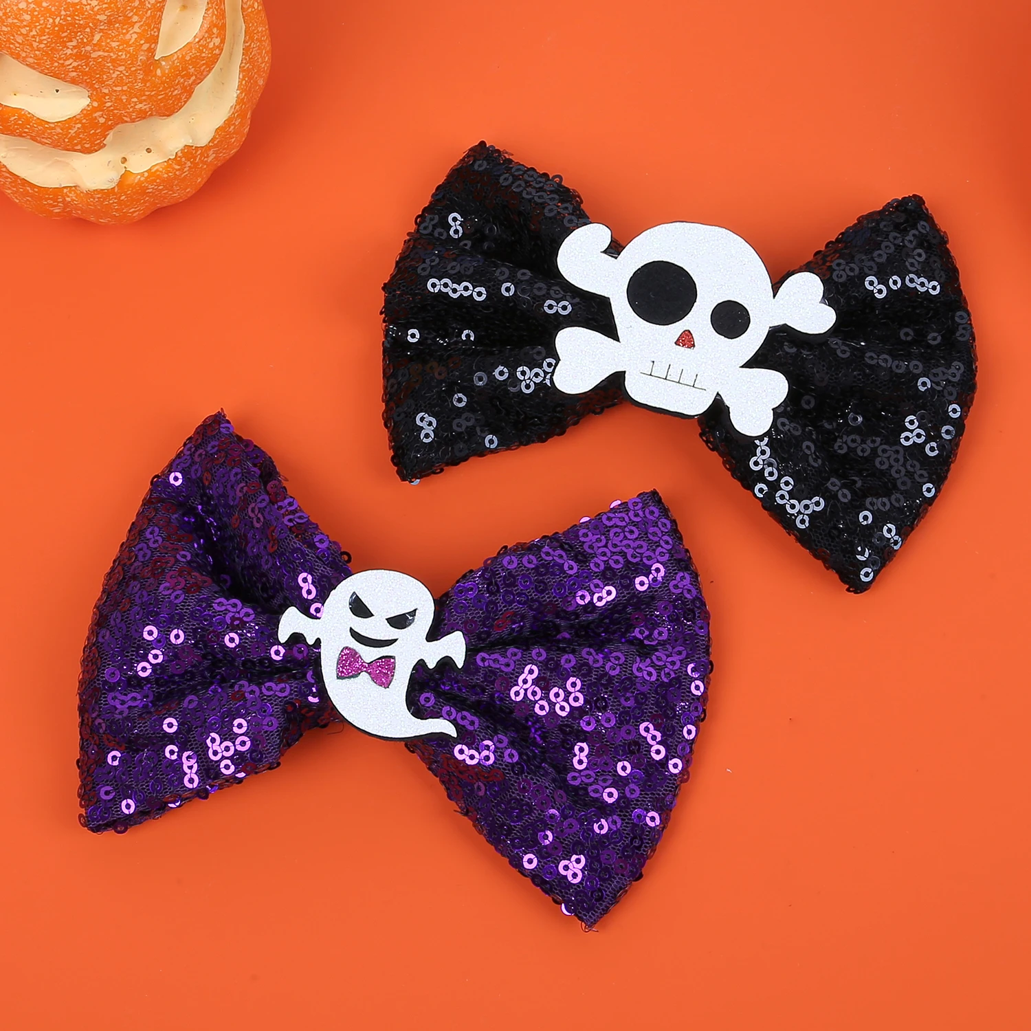 Girls Halloween Hair Clips 5inch Pumpkin Hair Bows Clips Girls Festival Demon Barrettes Clips Children Kids Hair Accessories