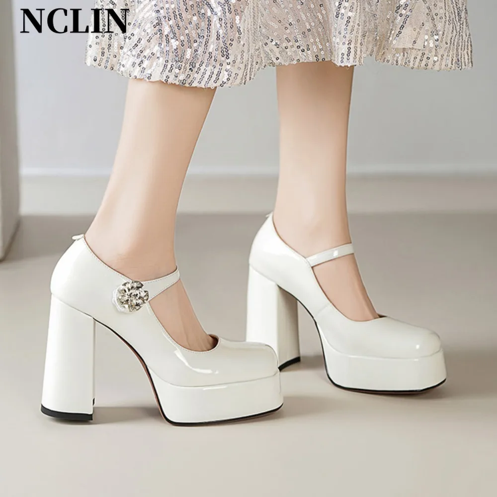 

11CM High-heeled Shoes Women's Thick heel Sexy Shoes Waterproof Platform Super High Nightclub Wedding Party Women Shoes SIze 39