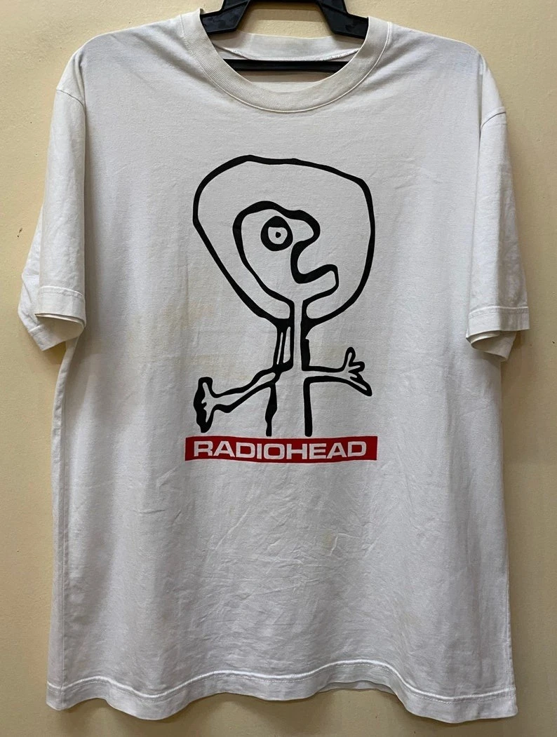 2026 Summer Men T-shirt Abstract Stick Figure Line Print Crew Neck Short Sleeve Off White Casual Streetwear Soft Daily Male Tees