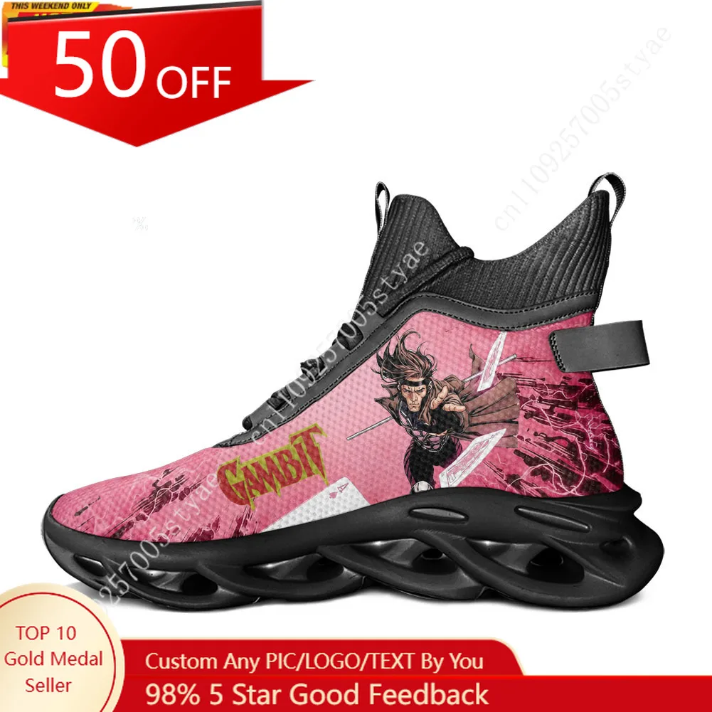 

Кроссовки Marvel The Card Master Gambit High Top Flats для мужчин и женщин, спортивная обувь на заказ, повседневные кроссовки для бега