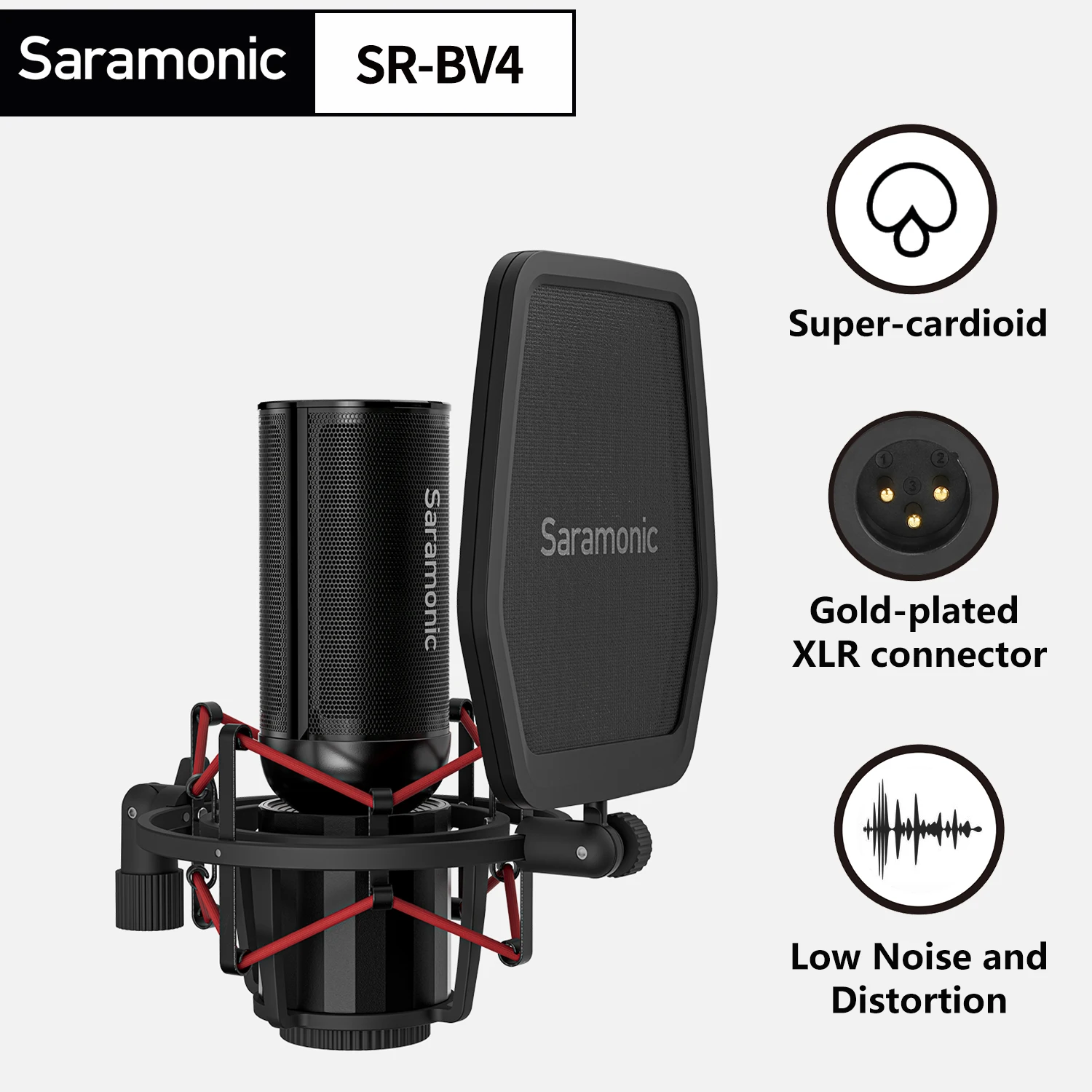 

Saramonic SR-BV4 Professional Large-Diaphragm XLR Studio Condenser Microphone for Streaming Youtube Recording Podcasting Vlog