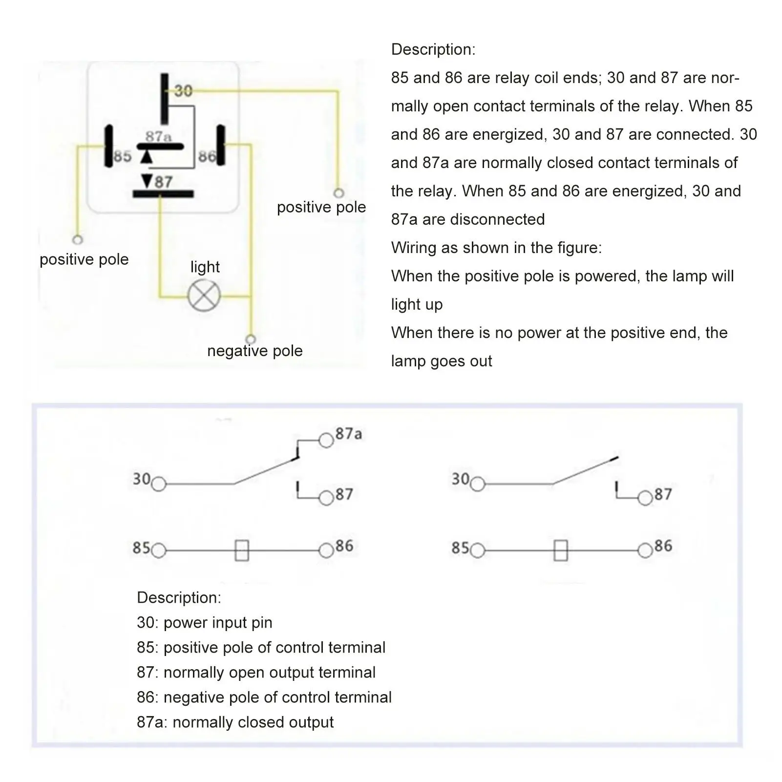 Automotive for relay Car for relay Harness Flame Retardant 5 Pin Copper Contact Good Conductivity Waterproof for vehicles