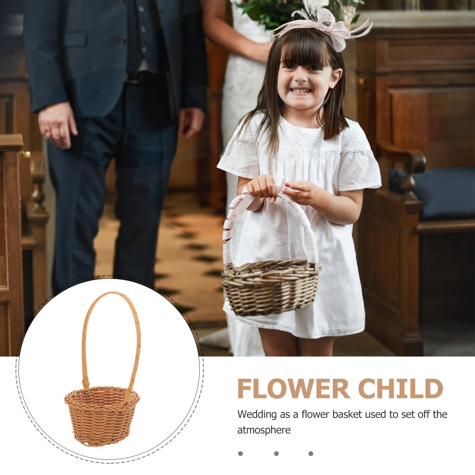 

5Pcs Woven Flower Basket Egg-Shaped Rustic Decorative Floral Holder for Wedding Party Portable Picnic Basket with Handle